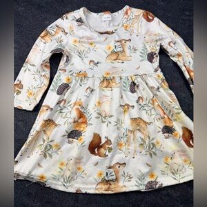 Adorable Woodland Print Kids Dress